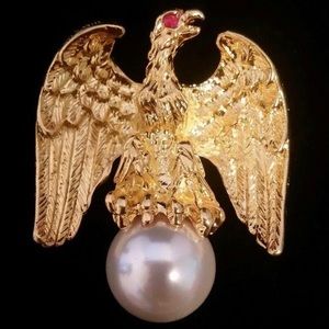 🦅 Ann Hand Liberty Eagle Pin w/ Genuine Ruby Eye